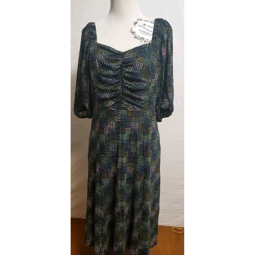Cabi Elaine Multicolor Geometric Print Dress Style Sweetheart Neck 4214 Medium
